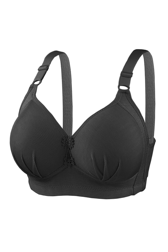 BYHONG Bra Thin Large Size Adjustable Bra Without Steel Ring Fashion Middle and Old Age Underwear Black 40