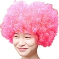 thumbnail image 1 of Bmisegm Carnival Head Wigs Masquerade As Fans with Funny Clown Colored Wigs Hair Scarf Headband Hot Pink One Size, 1 of 3