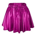 thumbnail image 1 of Bmisegm Carnival Women's Fashion High Waist Pleated Solid Color Short Skirt Loose Skirt Metallic Skater Skirt Sparkly Shiny Flared Pleated A Line Mini Skort Womens Skirts Purple L, 1 of 3