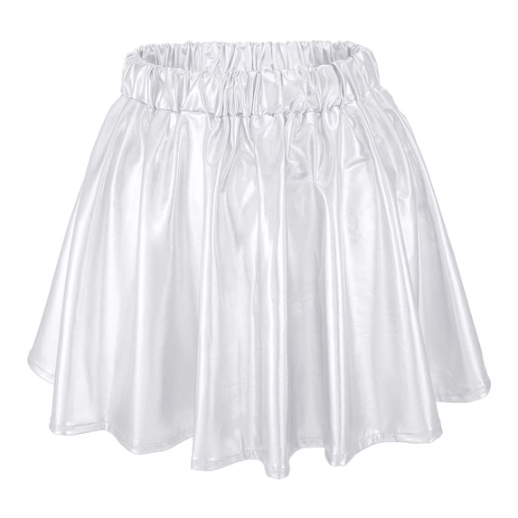 BYHONG Carnival Women's Fashion High Waist Pleated Solid Color Short Skirt Loose Skirt Metallic Skater Skirt Sparkly Shiny Flared Pleated A Line Mini Skort Womens Skirts White XL