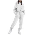 thumbnail image 1 of BYHONG Casual Outfits for Women Lined Solid Color Hoodie and Pants Set Long Sleeve Hooded Sweatshirt Suit for Autumn and Winter (2 Piece) White L, 1 of 6