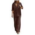 thumbnail image 1 of BYHONG Womens Pants Casual Solid Color Wide Leg Pant Suit Womens Pant Suits Brown XXL, 1 of 6
