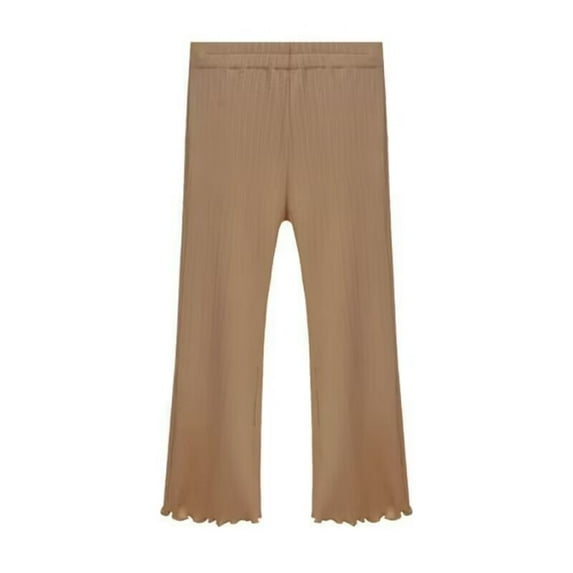 BYHONG Children's Bottom Pants Summer Thin Ice Silk Pants Style Little Girl Casual Pants Versatile Western Style Pants Khaki 130