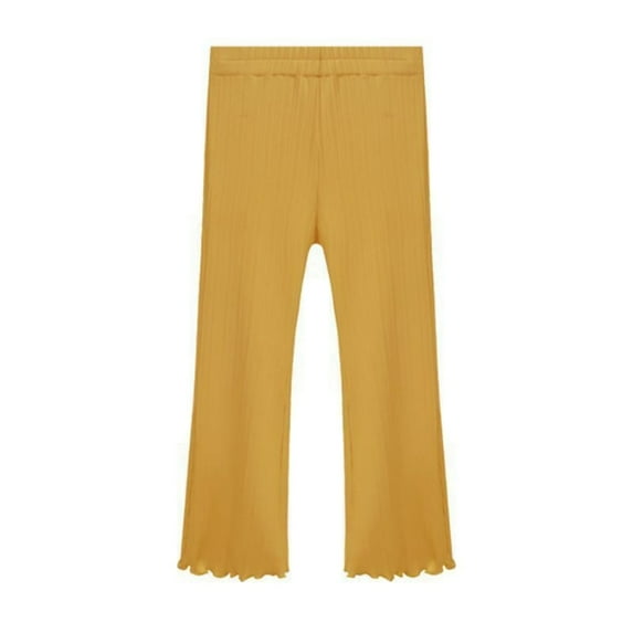 BYHONG Children's Bottom Pants Summer Thin Ice Silk Pants Style Little Girl Casual Pants Versatile Western Style Pants Yellow 120