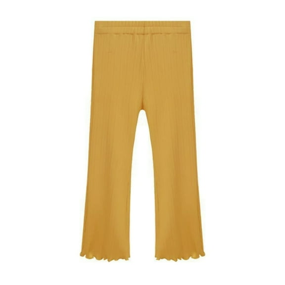 BYHONG Children's Bottom Pants Summer Thin Ice Silk Pants Style Little Girl Casual Pants Versatile Western Style Pants Yellow 140