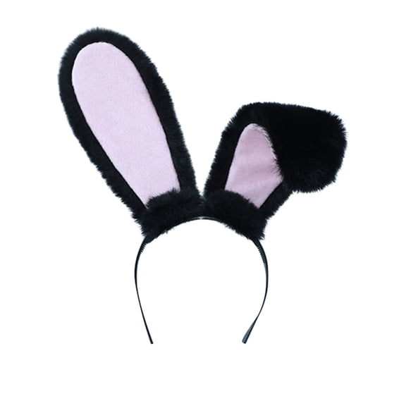 Bmisegm Easter Bunny Ear Headband Plush Accessory for Easter Festive & Comic Conventions Headbands for Women Black One Size