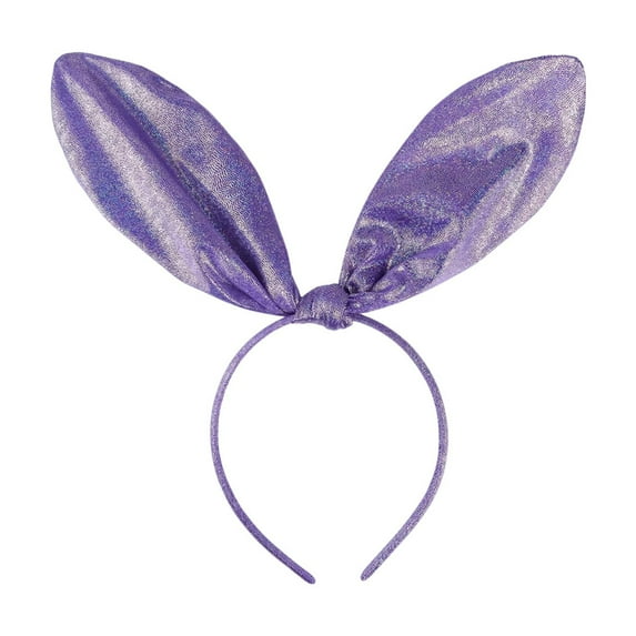 Bmisegm Easter Glittery Large Bunny Ear Headband Sparkly Fabric Party Hair Accessory for Kids & Adults Hair Scarf for Women Purple One Size