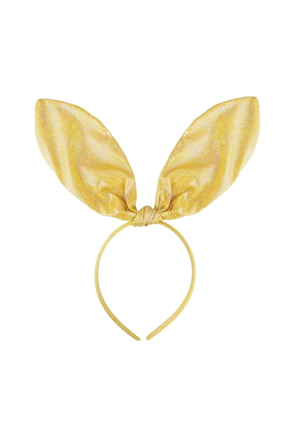 Easter Glittery Large Bunny Ear Headband Sparkly Fabric Party Hair Accessory for Kids & Adults Hair Scarf for Women Yellow One Size