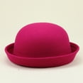 thumbnail image 1 of Bmisegm Elegant Adults Solid Hat Roll up Brim Panama Bowler Hat Bucket Hat Mens Womens Classic Wool Round Bowler Hats Cap Bucket Hats Hot Pink, 1 of 3