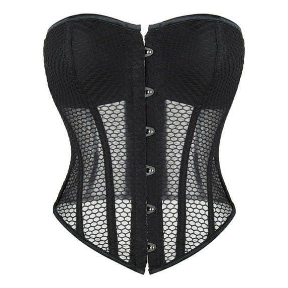 BYHONG Festival Women Elegant Vintage Cap Sleeves Brocade Bustier Corset Top Black XL