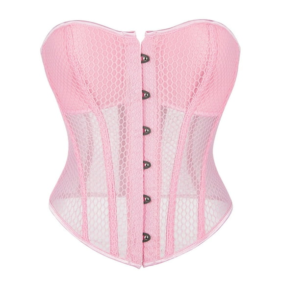 BYHONG Festival Women Elegant Vintage Cap Sleeves Brocade Bustier Corset Top Pink XS