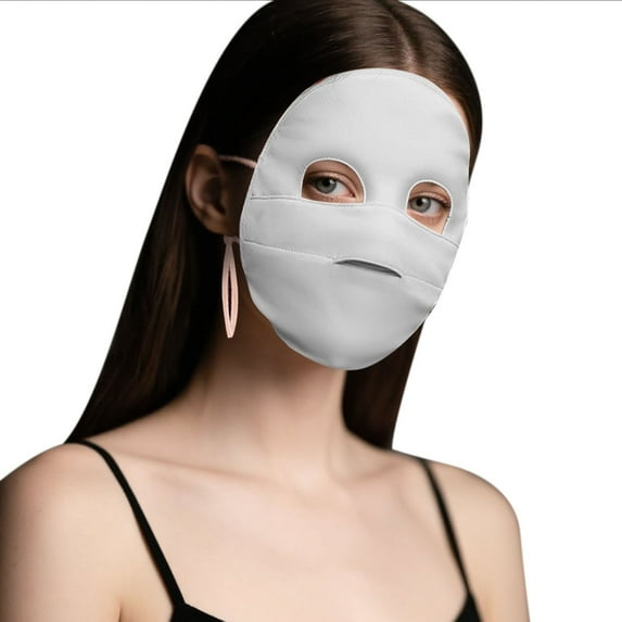 BYHONG Full Face Sun Protective Scarf UPF 50+ 3D Structured Lightweight Breathable Face Cover for Summer Outdoor Activities Light Gray One Size