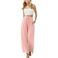 thumbnail image 1 of BYHONG Girl's Summer Loose Wide Leg Solid Color Wide Leg Beach Pants with Pocket Pants Pink_002 150, 1 of 6