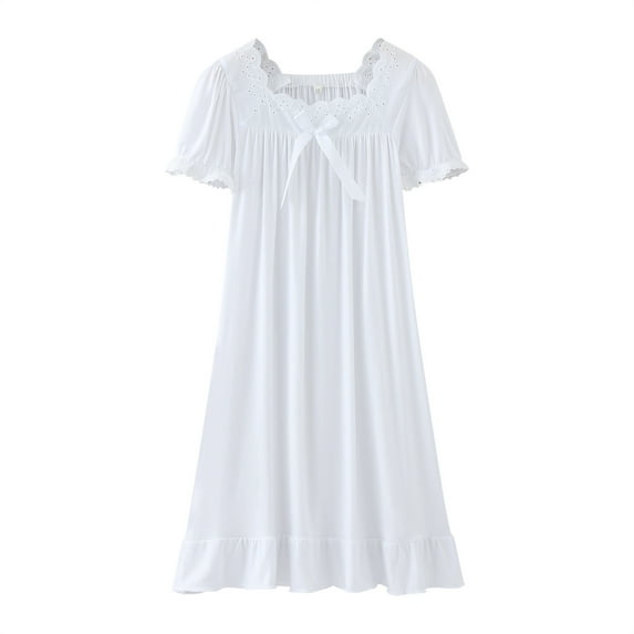 BYHONG Girls Dresses Kids Toddler Baby Girls Spring Summer Print Ruffle Short Sleeve Dress Sleepwear Little Girls Dresses White 2-3 Years