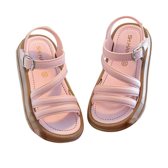 BYHONG Girls Sandals Fashion Summer Flat Sandals Open Toe Cute Casual Outdoor Comfortable Lightweight Breathable for Kids Toddler Youth Pink_002 28