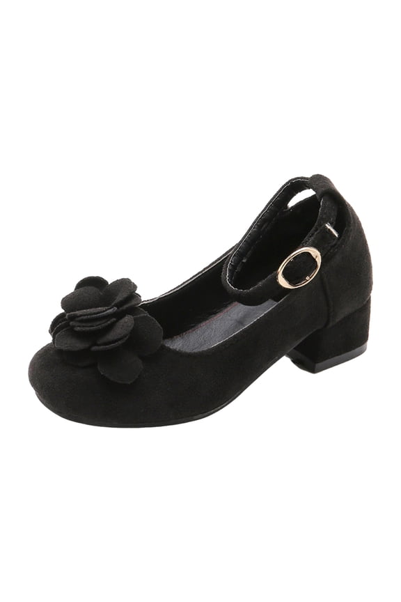 BYHONG Girls Sandals & Kids Shoes - Sparkly Princess Heels with Diamonds & Bow Black 13.5 (US Size)
