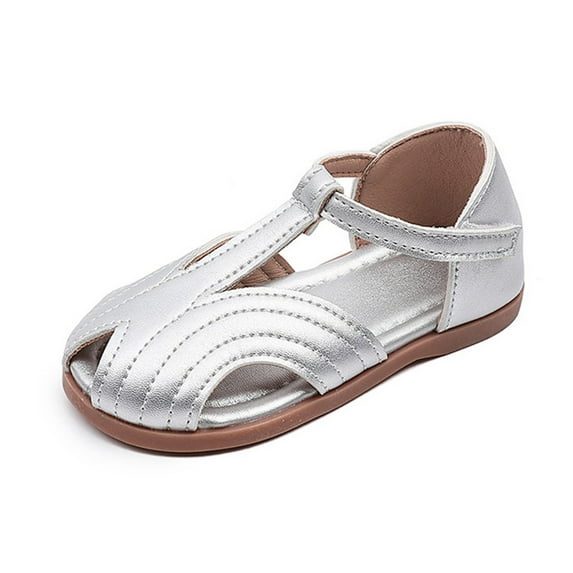 BYHONG Girls Sandals for Outdoor Activities Ideal Flat Shoes with Closure for Comfort and Stability for 2 7 Years Old to Pair with Dresses Breathable Children’s Summer Sandals Waterproof Silver 11