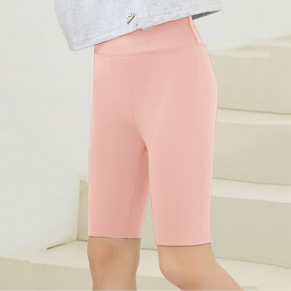 BYHONG Girls Shorts - High Waisted Summer Shorts, Breathable Yoga & Casual Wear, Slim Fit Stretch Shorts for Girls (Sizes 4-14) Girls Pants Nylon,Spandex 0