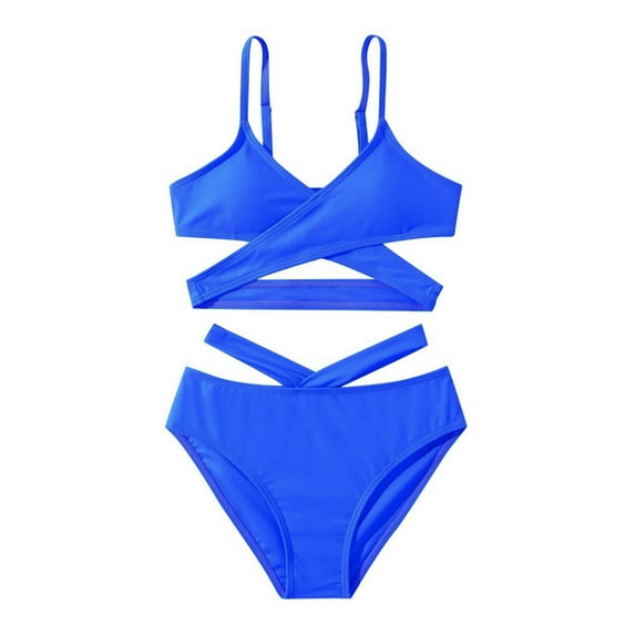 BYHONG Girls Swimsuits: Two-Piece Bikini Set - Trendy and Comfortable Bathing Suit for Girls' Swimwear Blue 130(US Size)