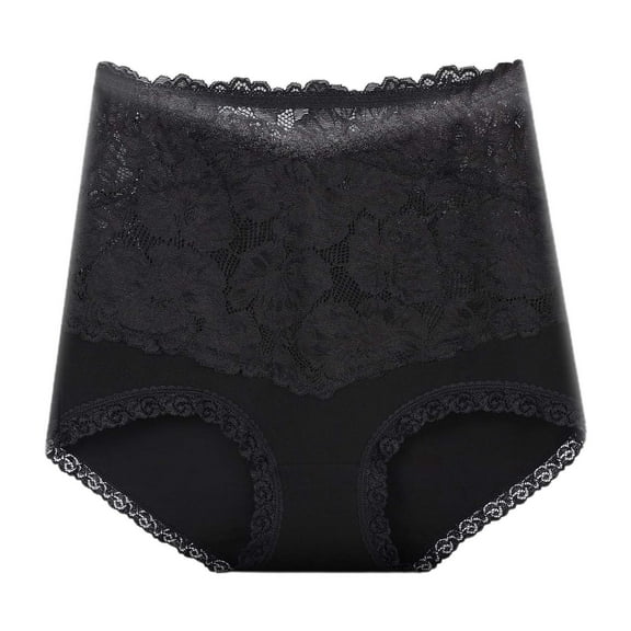 BYHONG High Waist Cotton Panties for Women Lace Sexy Plus Size Lift Seamless Briefs Underwear for Women Black XXL