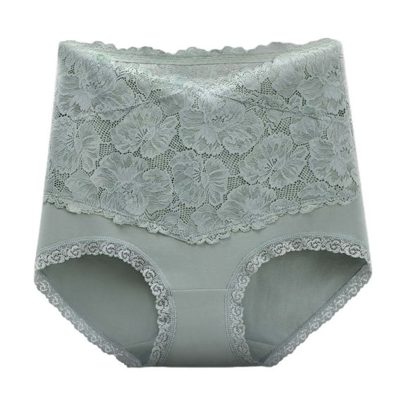 BYHONG High Waist Cotton Panties for Women Lace Plus Size Lift Seamless Briefs Underwear for Women Mint Green XXXL