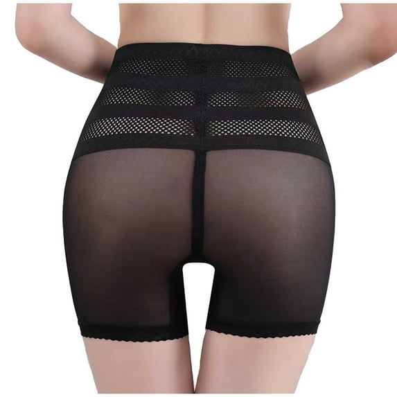 BYHONG High Waist Lace Lifting Postpartum Shaping Panties Breathable Sheer Mesh Women's Boyshorts for Abdomen Control Panties for Women Plus Size Black XXXL