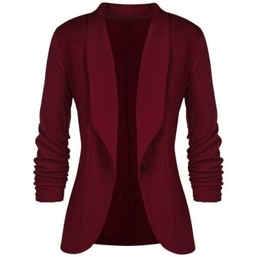 BYHONG Jackets for Women Fall Long Sleeved Formal Lapel Jacket Sport Jacket 'S Red M