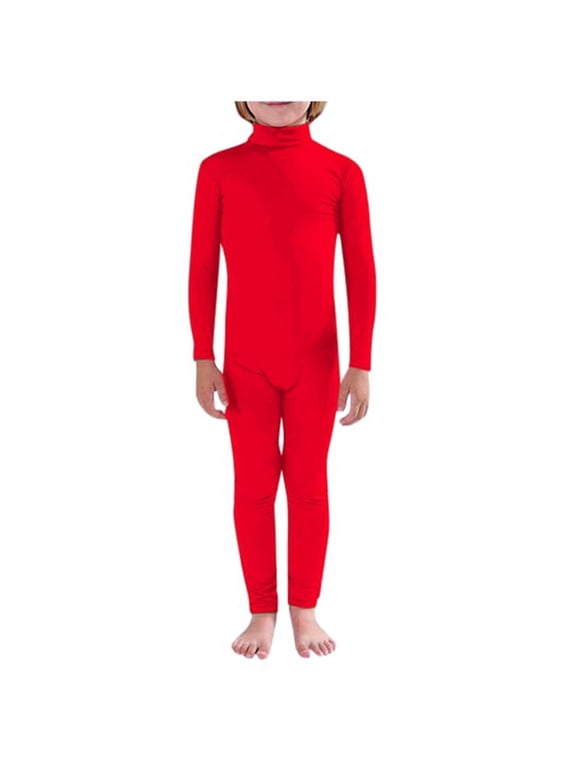 BYHONG Jumpsuits for Toddler Unisex Solid Color Stage Performance Seamless Tight Bodysuit for and Dance E-Red M