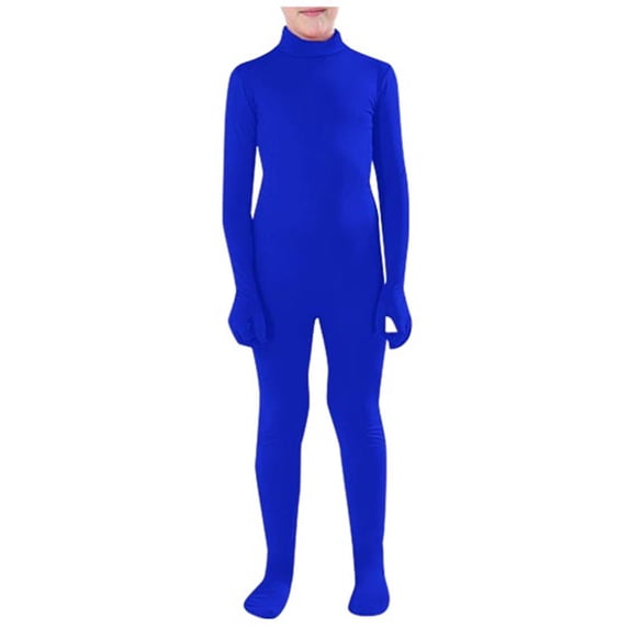BYHONG Jumpsuits for Toddler Unisex Solid Color Stage Performance Seamless Tight Bodysuit for and Dance F-Blue L