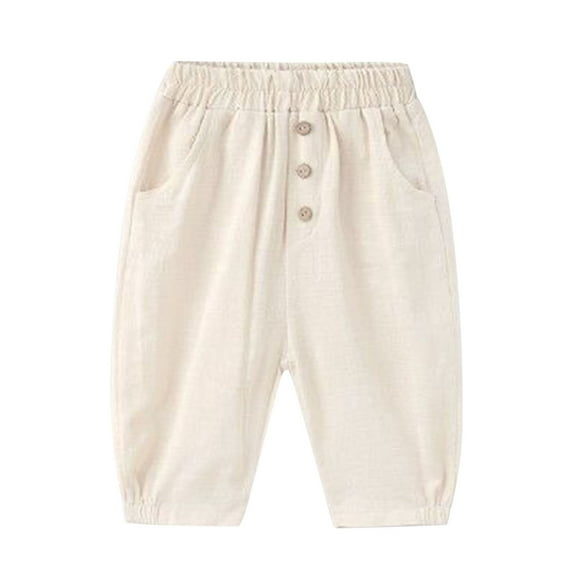 BYHONG Kids Toddler Baby Girls Spring Summer Solid Cool Pocket Street Style Hop Pants Clothes Pants for Girls Beige 100(US Size)