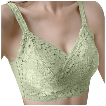BYHONG Lace V Wireless Bralette for Women Available in Packs Green 38