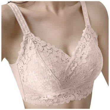 BYHONG Lace V Wireless Bralette for Women Available in Packs Light Pink 38