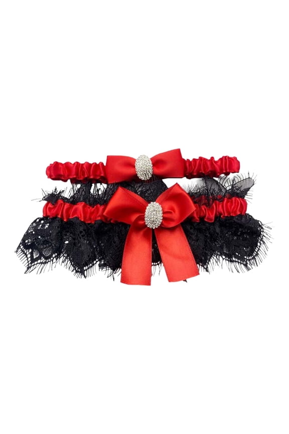 BYHONG Lace Wedding Garter Belt Elastic Thigh Ring Bridal Accessories New Bride Garter Knee Pad Socks Women Red One Size