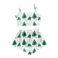 BYHONG Ladies' Christmas 2024 Cartoon Snowman Shorts Pajama Set Plus