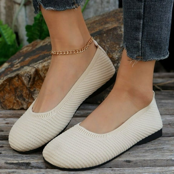 BYHONG Ladies Retro Solid Colour Mesh Breathable Lightweight Flat Large Size Single Shoes Casual Shoes Casual Shoes for Women White 7