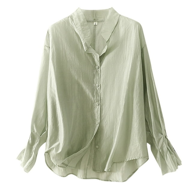 BYHONG Ladies' Standing Collar Shirt Sun Clothing Lightweight and