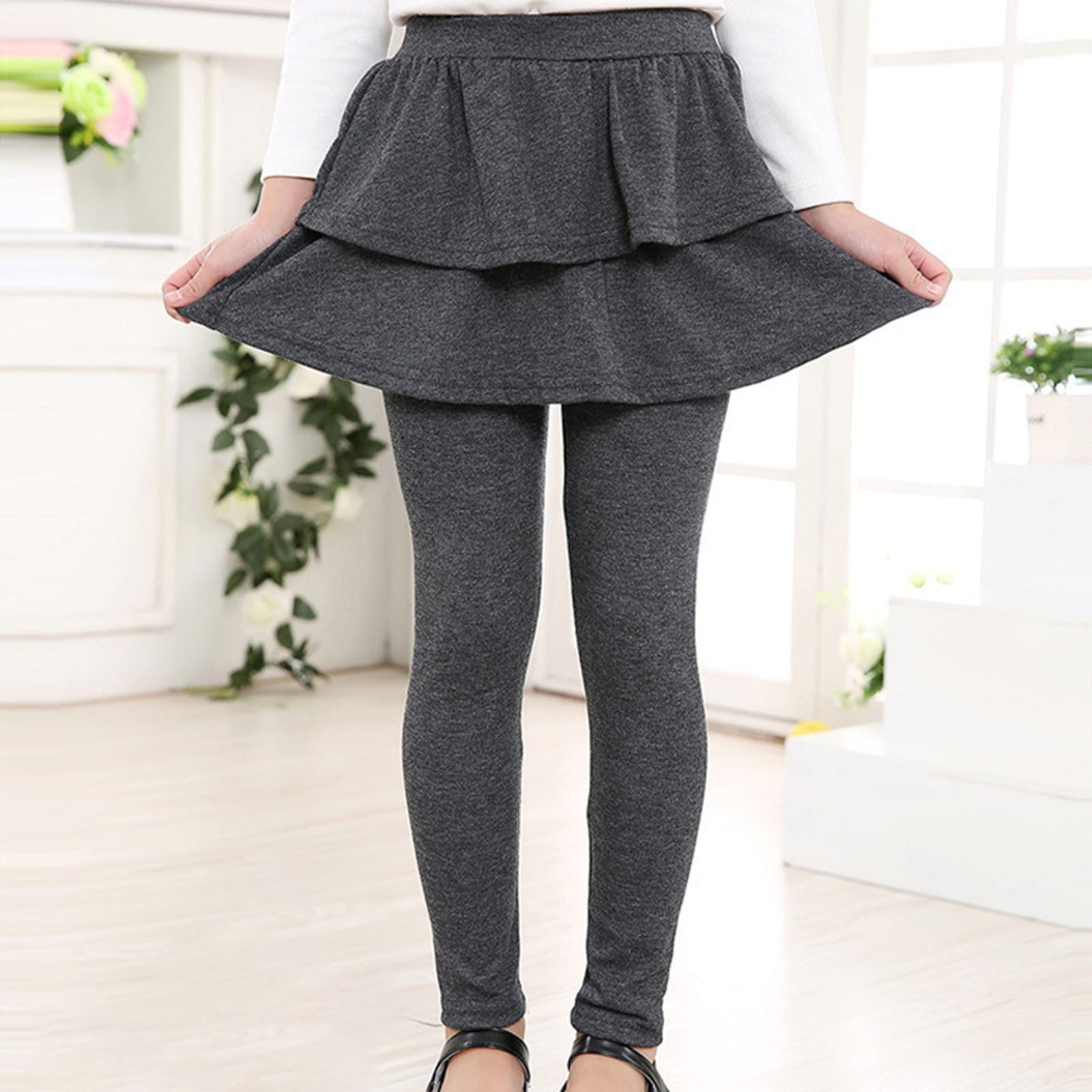 Tule, zwart, warm, schattige cake-culottes leggings met ruches