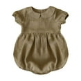 thumbnail image 1 of BYHONG Little Girls Dresses Toddller Baby Girls Romper Linen Solid Baby Cloth Daily Wear Summer Sleeveless Climbing Cloth Little Girls Dresses Green 6-12 Months, 1 of 4