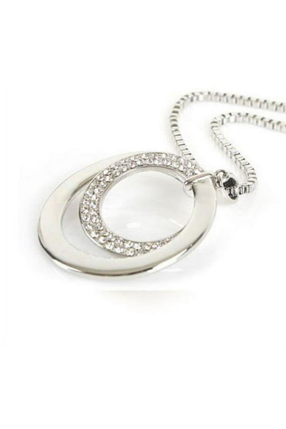 BYHONG Long Chain Women Fashion Rhinestone Silver Plated Pendant Necklace Gift Necklaces for Women Silver One Size