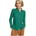 thumbnail image 1 of BYHONG Long Sleeve Shirts for Women Casual Button Down Plaid Shirts Green L, 1 of 4
