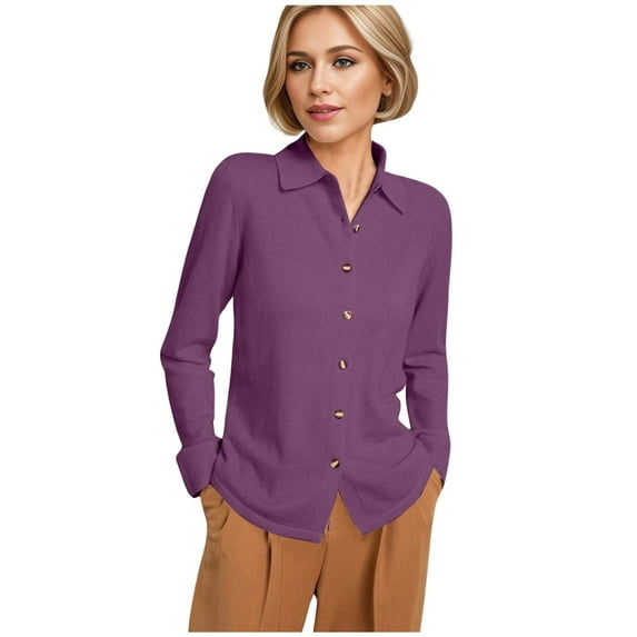 BYHONG Long Sleeve Shirts for Women Casual Button Down Plaid Shirts M