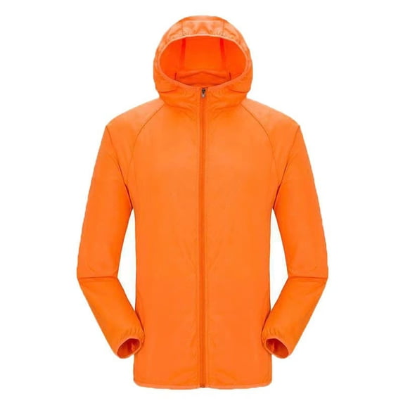 BYHONG Men's and Women's Fashion Casual Outdoor Sports Sun Clothes Light Breathable Skin Comfortable Long Sleeve Cardigan Solid Color Zipper Coat Womens Coat Orange M