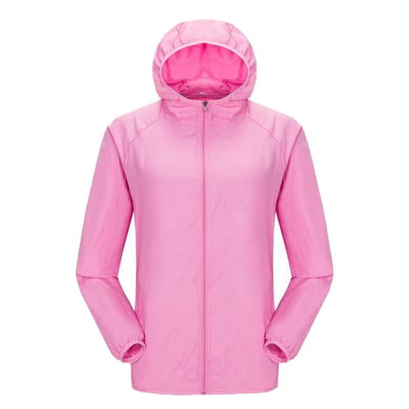BYHONG Men's and Women's Fashion Casual Outdoor Sports Sun Clothes Light Breathable Skin Comfortable Long Sleeve Cardigan Solid Color Zipper Coat Womens Coat Pink L