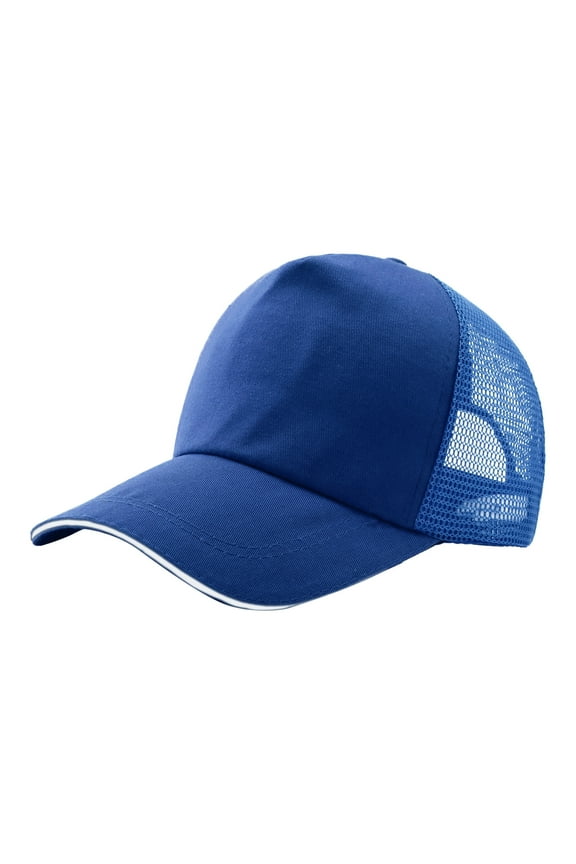 BYHONG Men's and Women's Summer Cotton Back Net Hat Fashion Casual Sunscreen Baseball Cap Visors Blue