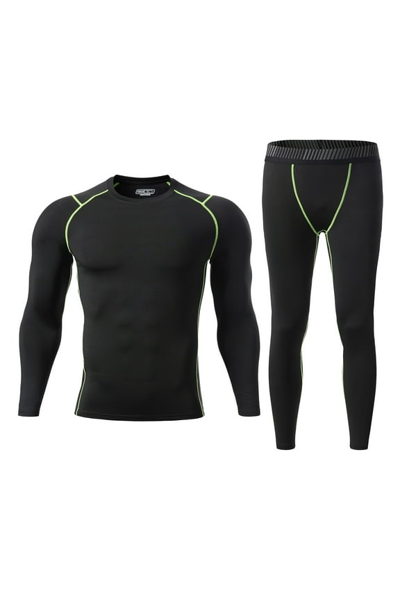 BYHONG Mens Thermal Underwear Mens Plush Thickening and Quick Heating Clothing Pant Set Clothes for Women Green M