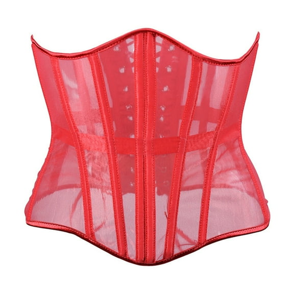 BYHONG Women's Medium Length Fishbone Strap Waist Closure Thin Waistband 2 Red_003 S