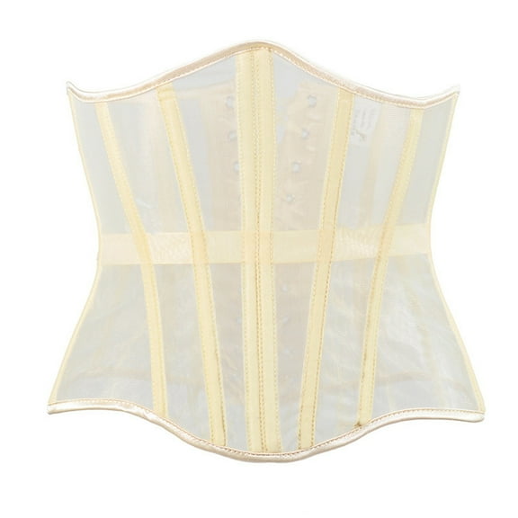 BYHONG Mesh Corset Waist Trainer for Women - Underbust Corset Lace Up Medium Length Fishbone Strap Waist Closure Thin Waistband Corset Dress for Women Yellow Corset Tops for Women S