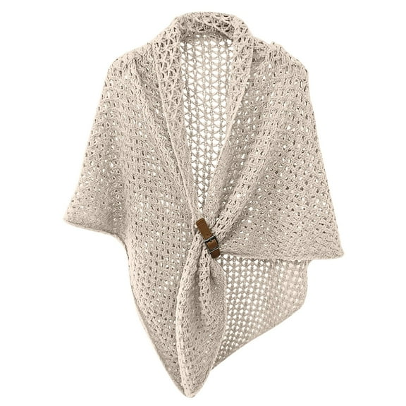 BYHONG Multi-color Women Fashion Solid Hollow Out Leather Buckle Big Triangle Cape Cloak Warm Decorative Scarf Split Big Triangle Scarf Scarf with Sleeves for Women One Size