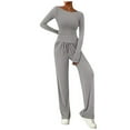 thumbnail image 1 of BYHONG Omen 2 Piece Casual Suit Pleated Short Sleeve Top and High Waisted Wide Leg Pants Tracksuit Set GY2 L, 1 of 7