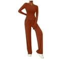 thumbnail image 1 of BYHONG Omen 2 Piece Casual Suit Pleated Short Sleeve Top and High Waisted Wide Leg Pants Tracksuit Set Red XS, 1 of 4